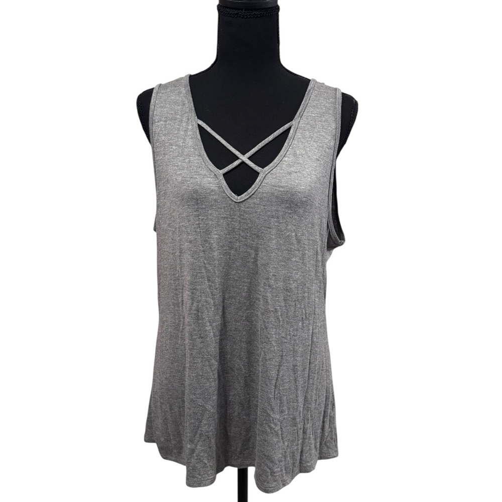 Women’s Timing brand gray crisscross chest tank top size L